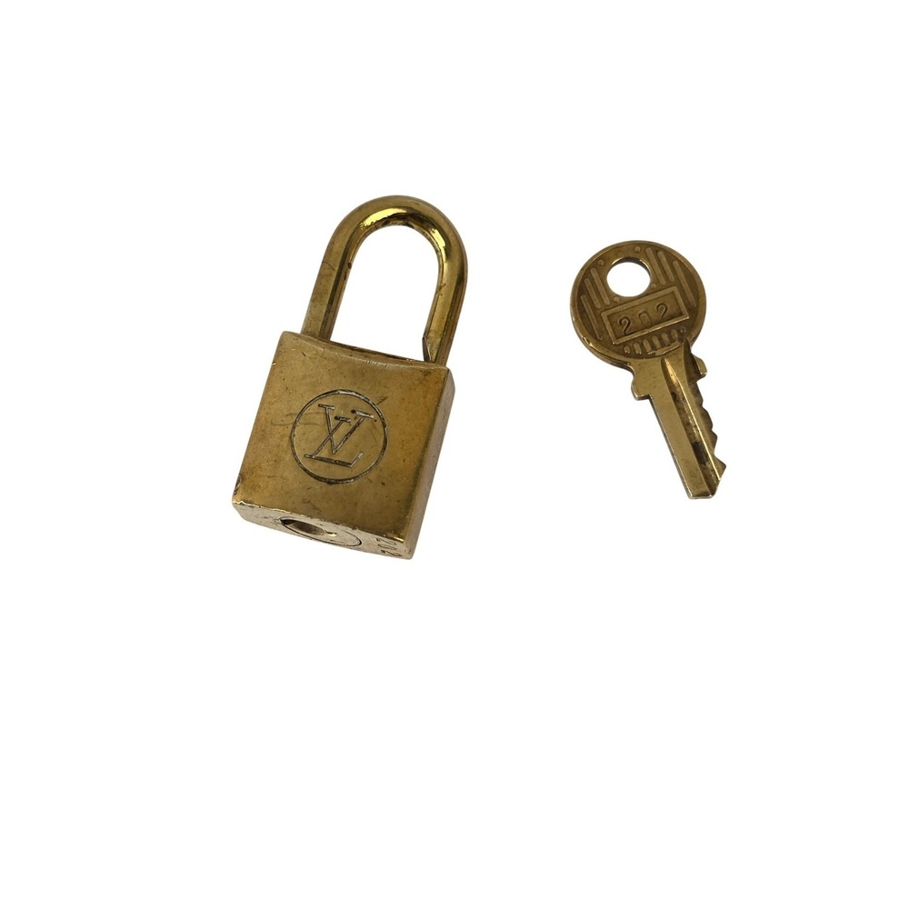 Louis Vuitton‎ Brass Padlock and Key Set Number 202 Gold Vintage Bag Accessory